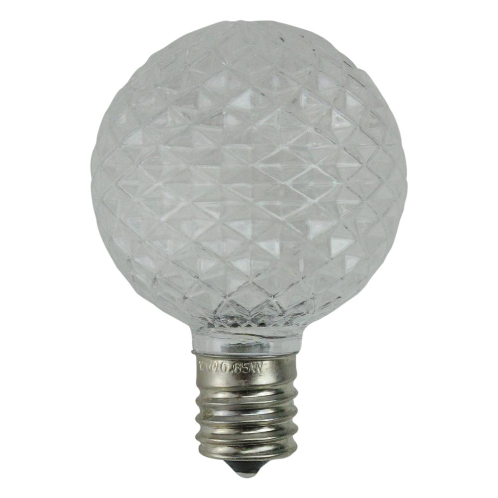 Pack of 25 Faceted LED G50 Clear Christmas Replacement Bulbs. The main picture.