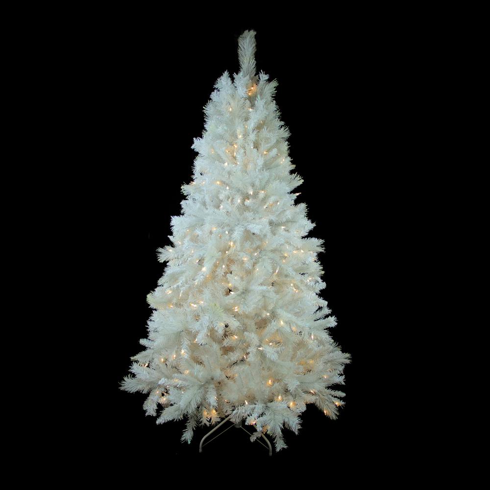 6.5' White Medium Pine Christmas Tree - Multi Function LED Lights. Picture 3