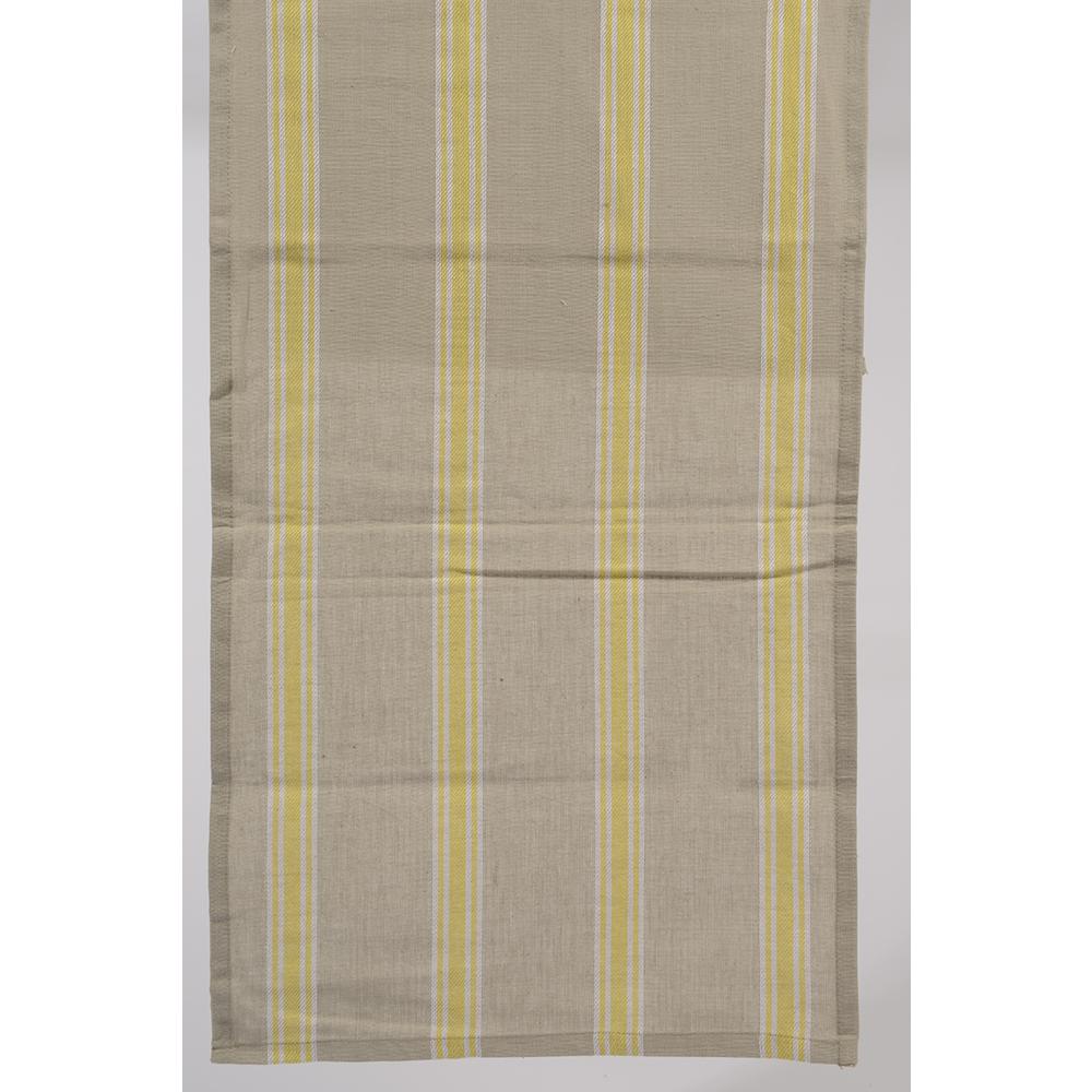 55" x 15.75" Naturelle et Terreuse Brown  White and Yellow Striped Table Runner. Picture 1