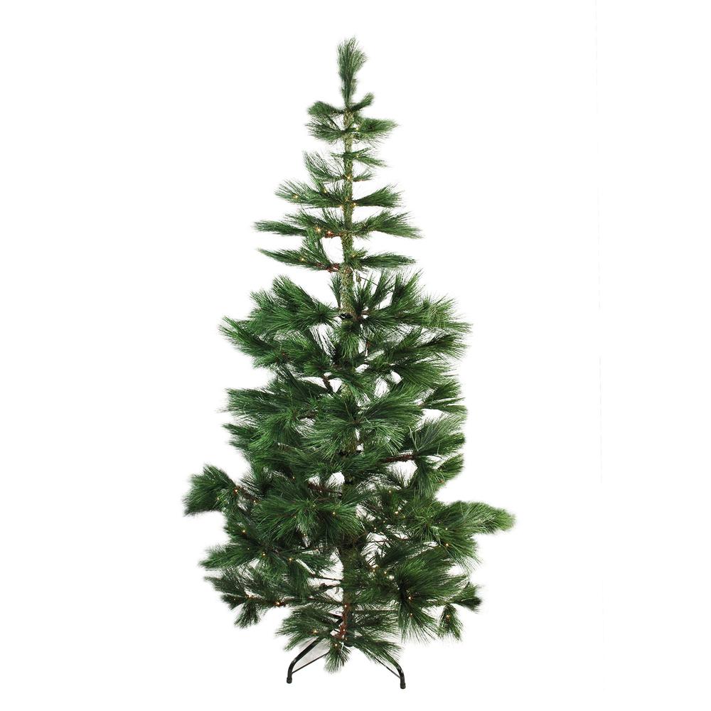 7' Pre-Lit Medium Pine Artificial Christmas Tree - Warm Clear LED Lights. Picture 1