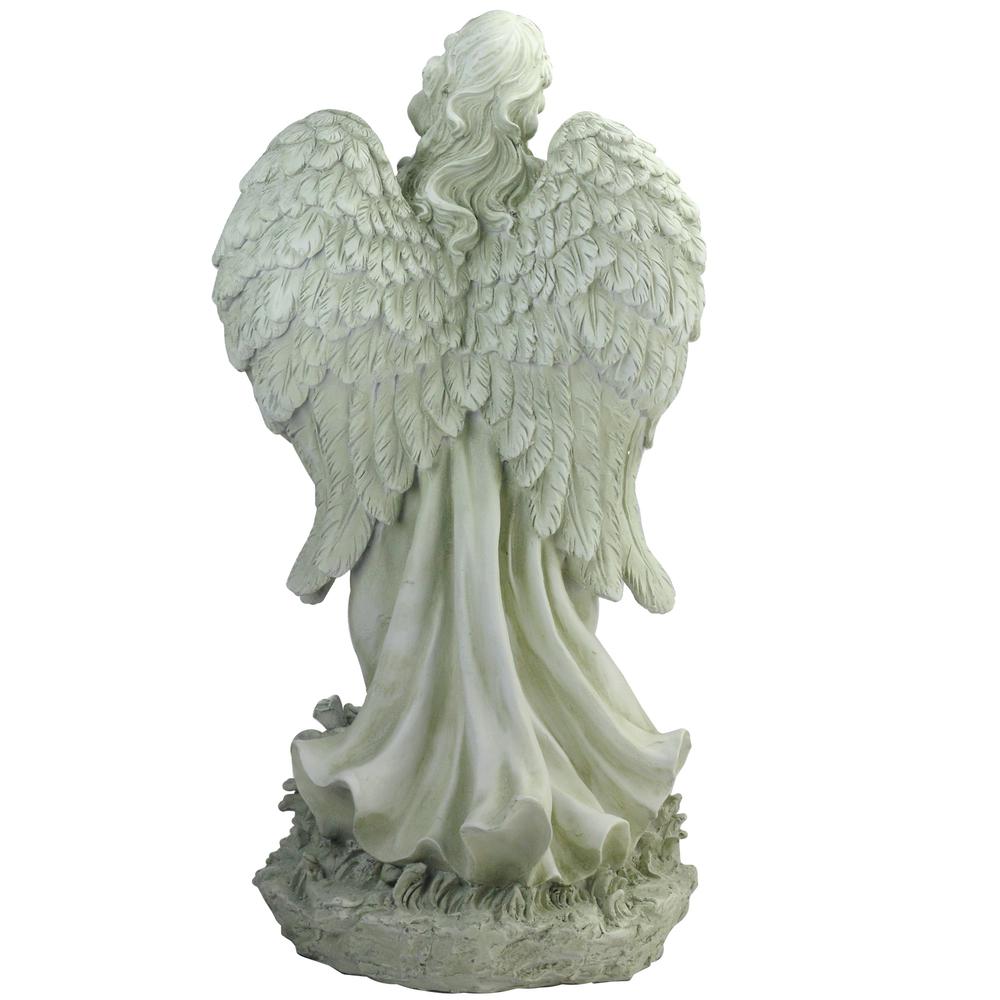 24.5" Light Olive Green Praying Angel Decorative Outdoor Garden Statue. Picture 3