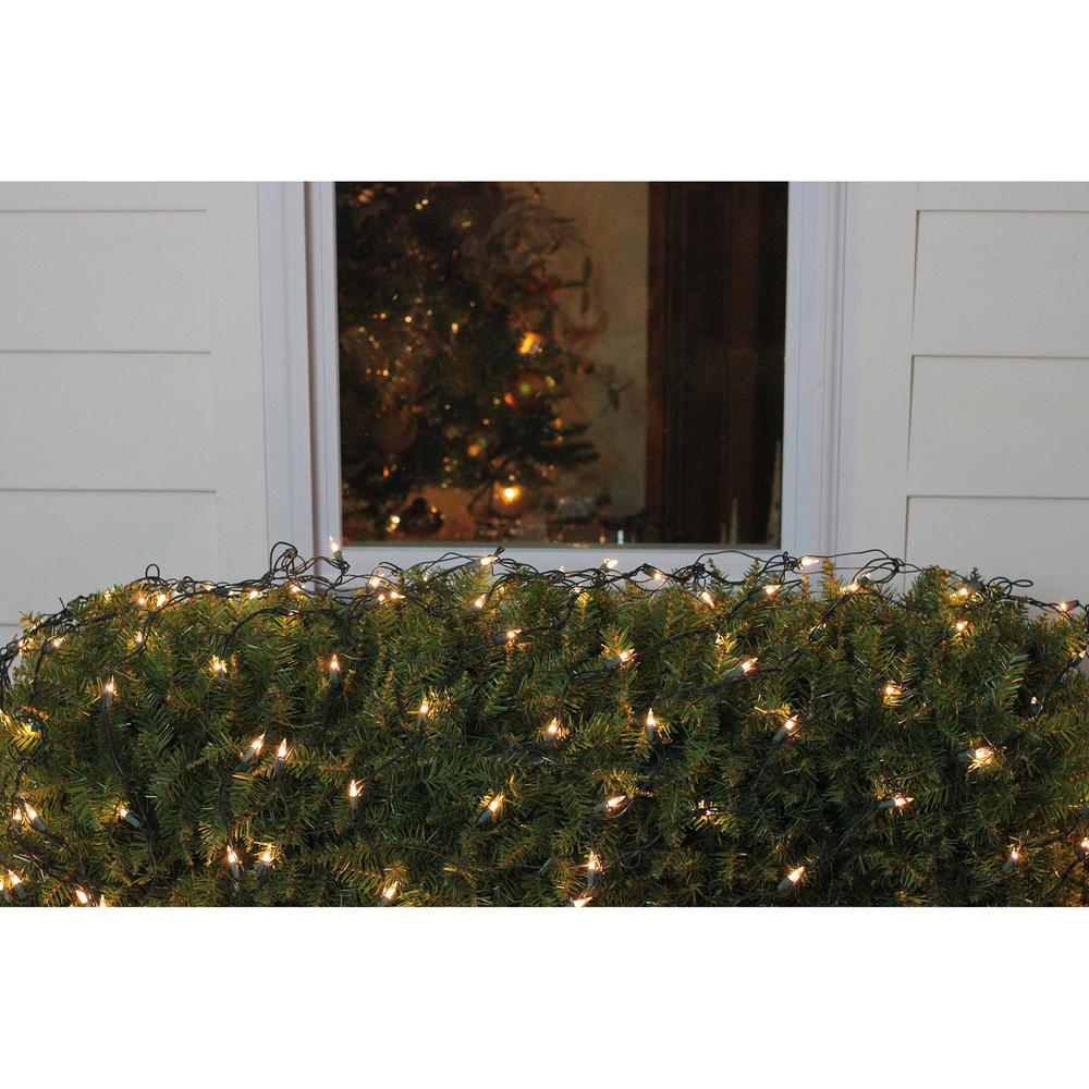 4' x 6' Clear Mini Net Style Christmas Lights  Green Wire. Picture 2