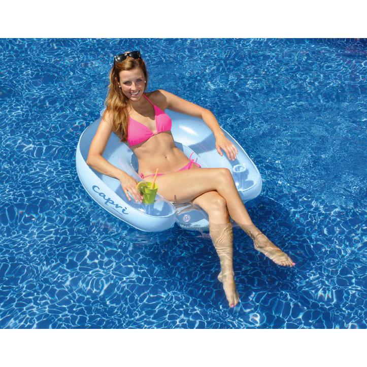 36.5" Inflatable Capri Transparent Light Blue Swimming Pool Chair Float. Picture 3