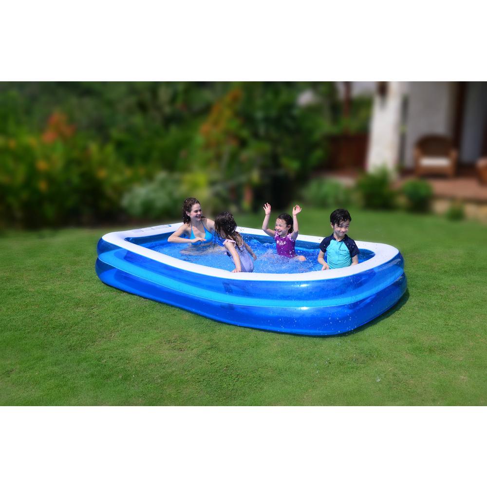 8.5' Blue and White Inflatable Rectangular Swimming Pool. Picture 2