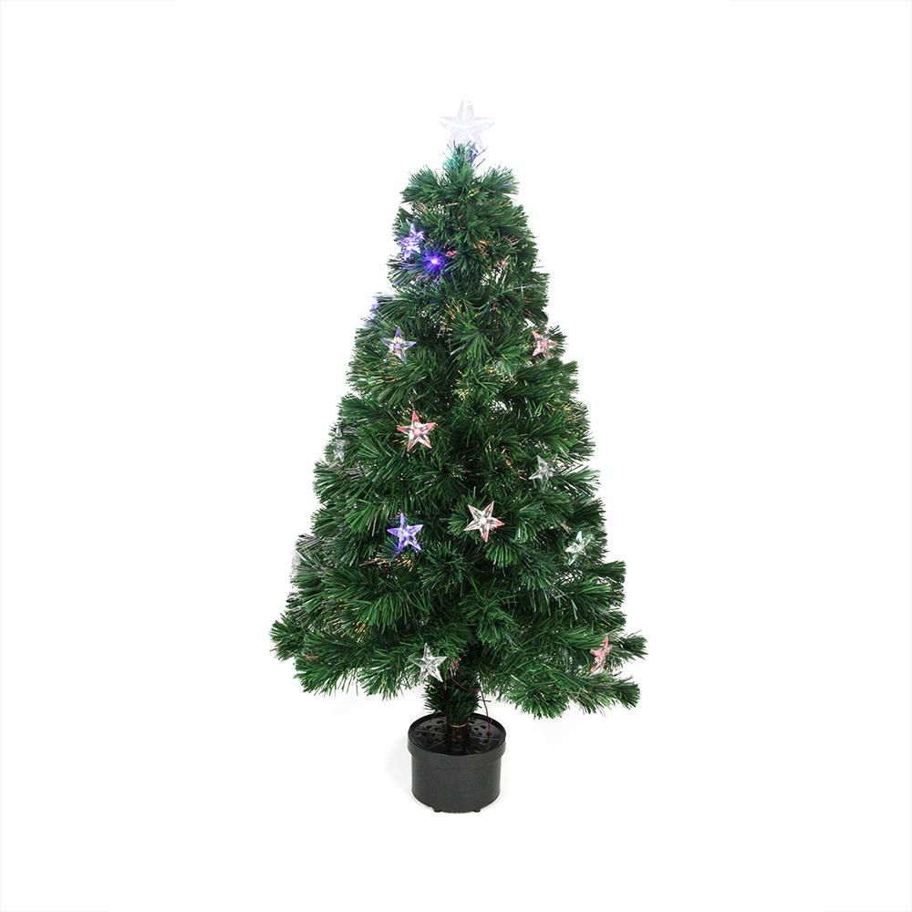 4' Pre-Lit LED Fiber Optic Artificial Christmas Tree with Stars - Multi Color Lights. Picture 1