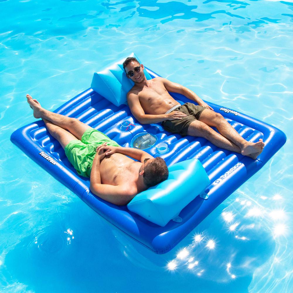 78" Inflatable Blue Dual Swimming Pool Lounger. Picture 2
