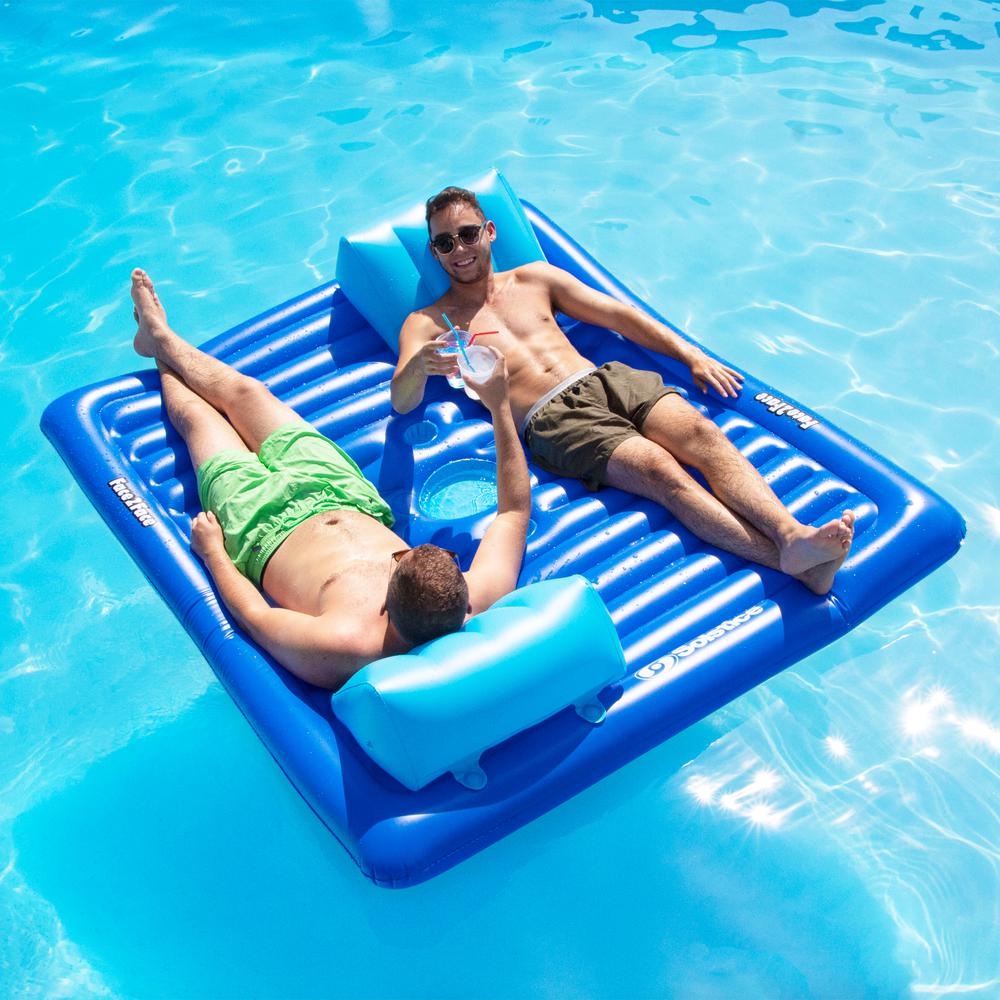 78" Inflatable Blue Dual Swimming Pool Lounger. Picture 4