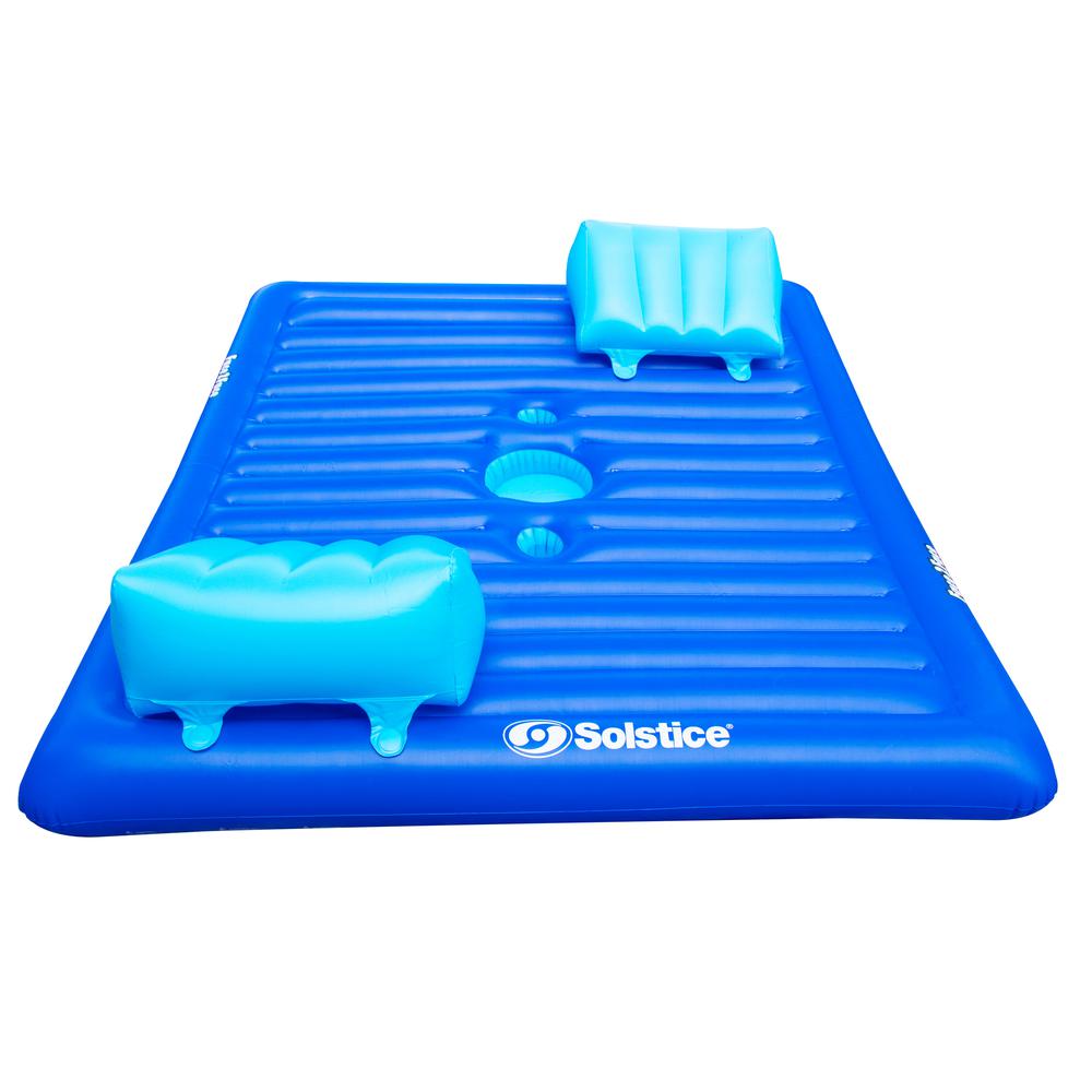 78" Inflatable Blue Dual Swimming Pool Lounger. Picture 1