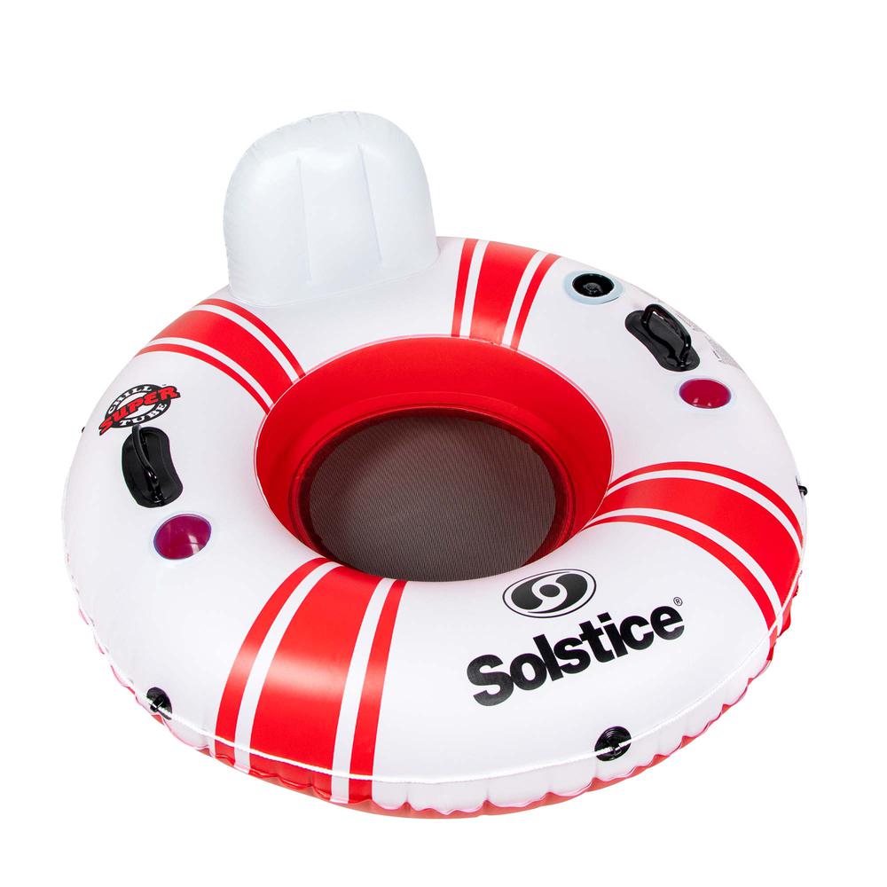 46" Inflatable Red and White Swimming Pool Inner Tube Float. Picture 1