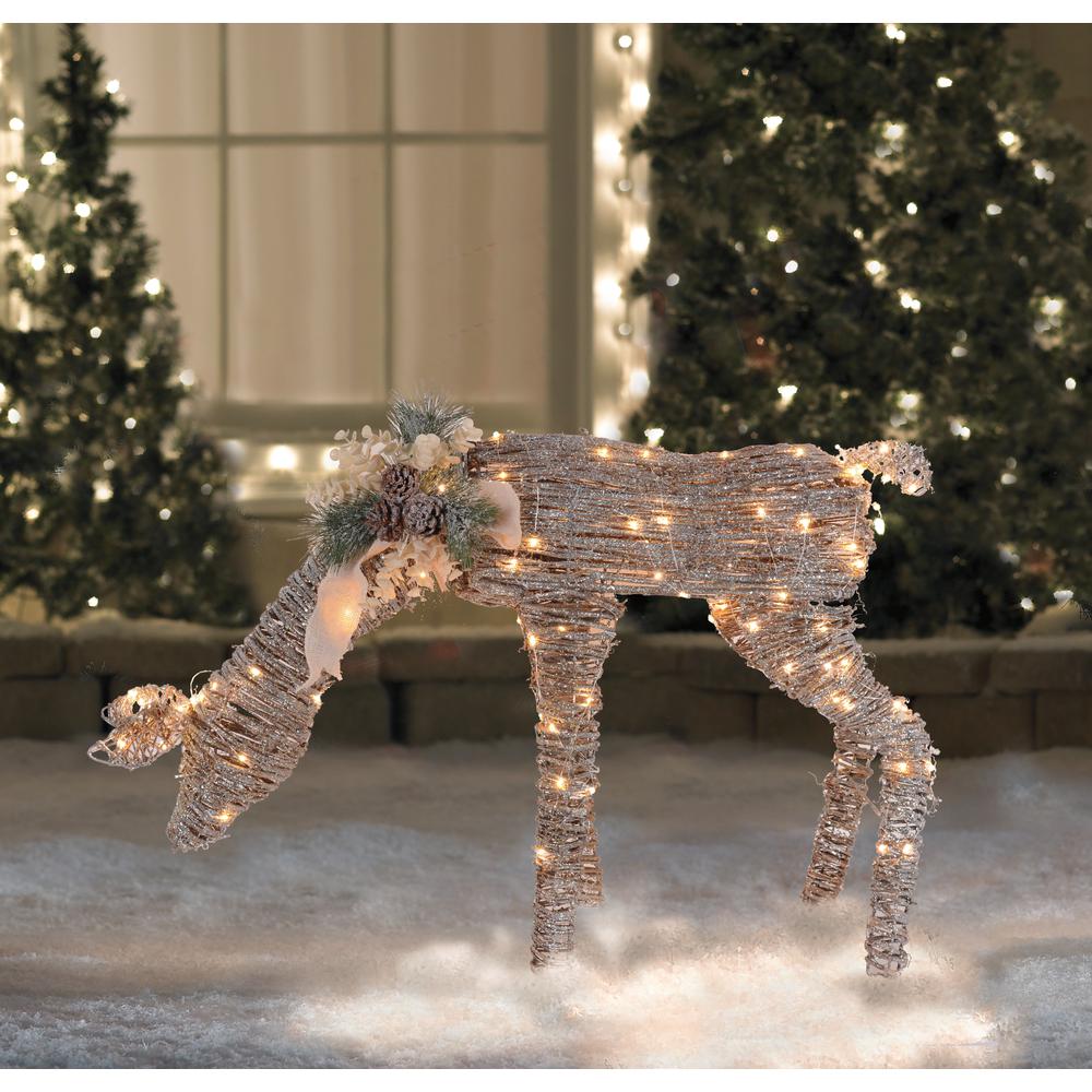 38" LED Drinking Rattan Deer Fawn Christmas Yard Decorations. Picture 4