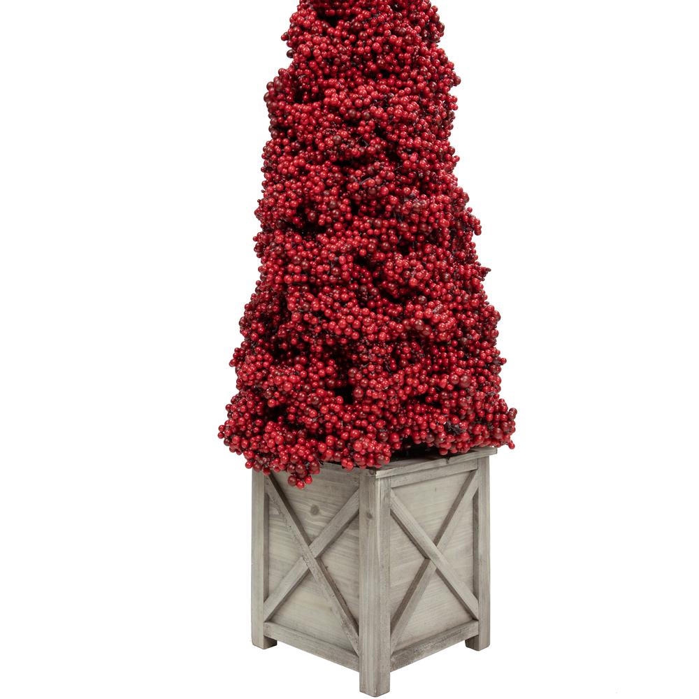 40" Red Berry Cone Potted Christmas Topiary. Picture 6
