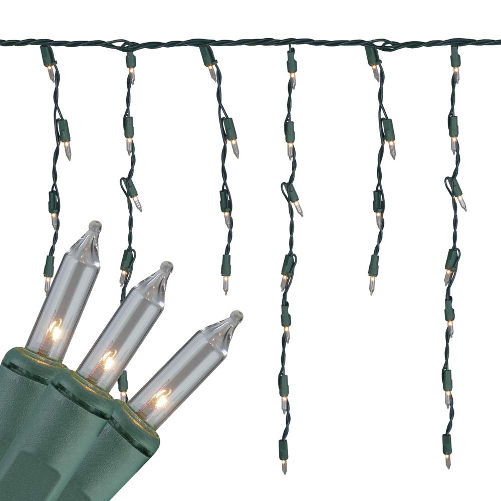 300-Count Clear Mini Icicle Christmas Lights  9 ft Green Wire. Picture 7