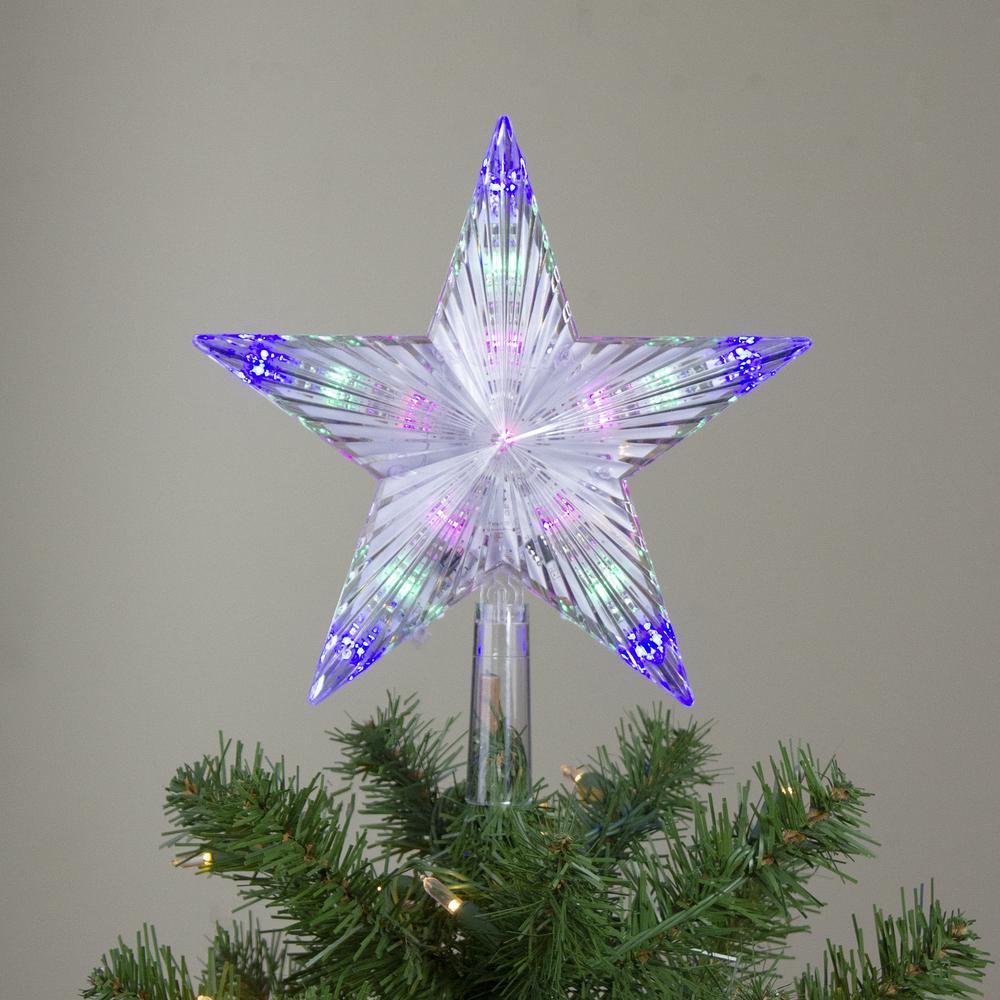 9.5" Lighted Color Changing 5 Point Star Tree Topper - White and Blue LED Lights. Picture 6