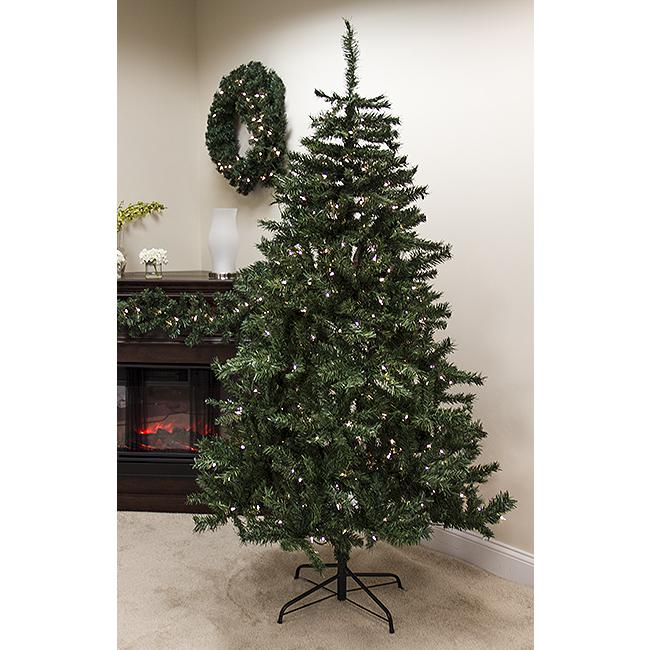 7.5' Pre-Lit Slim Traditional Mixed Pine Artificial Christmas Tree - Clear Lights. Picture 5