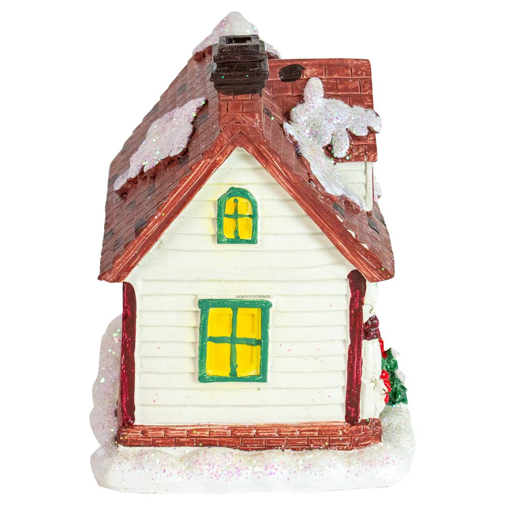 6.5" White LED Lighted Cottage House Christmas Village Decoration. Picture 6