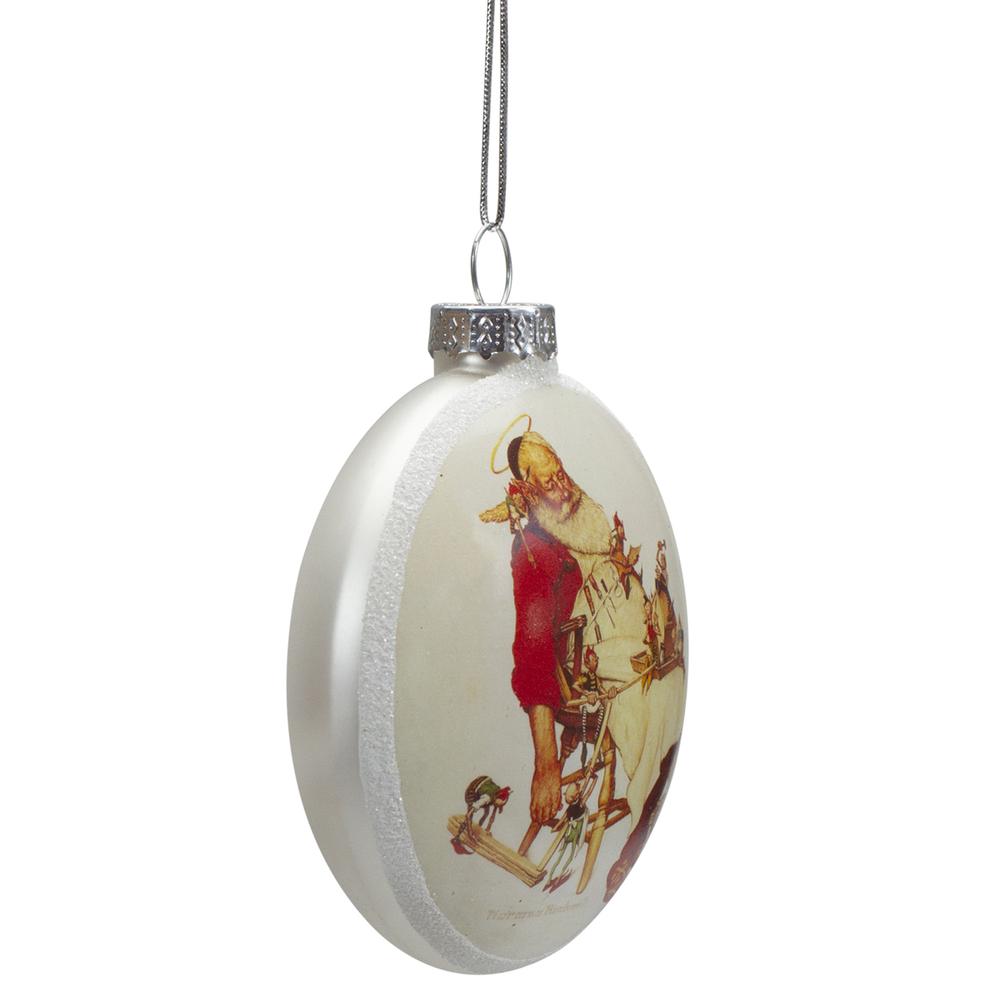 Set of 3 Norman Rockwell Glass Christmas Disc Ornament. Picture 6