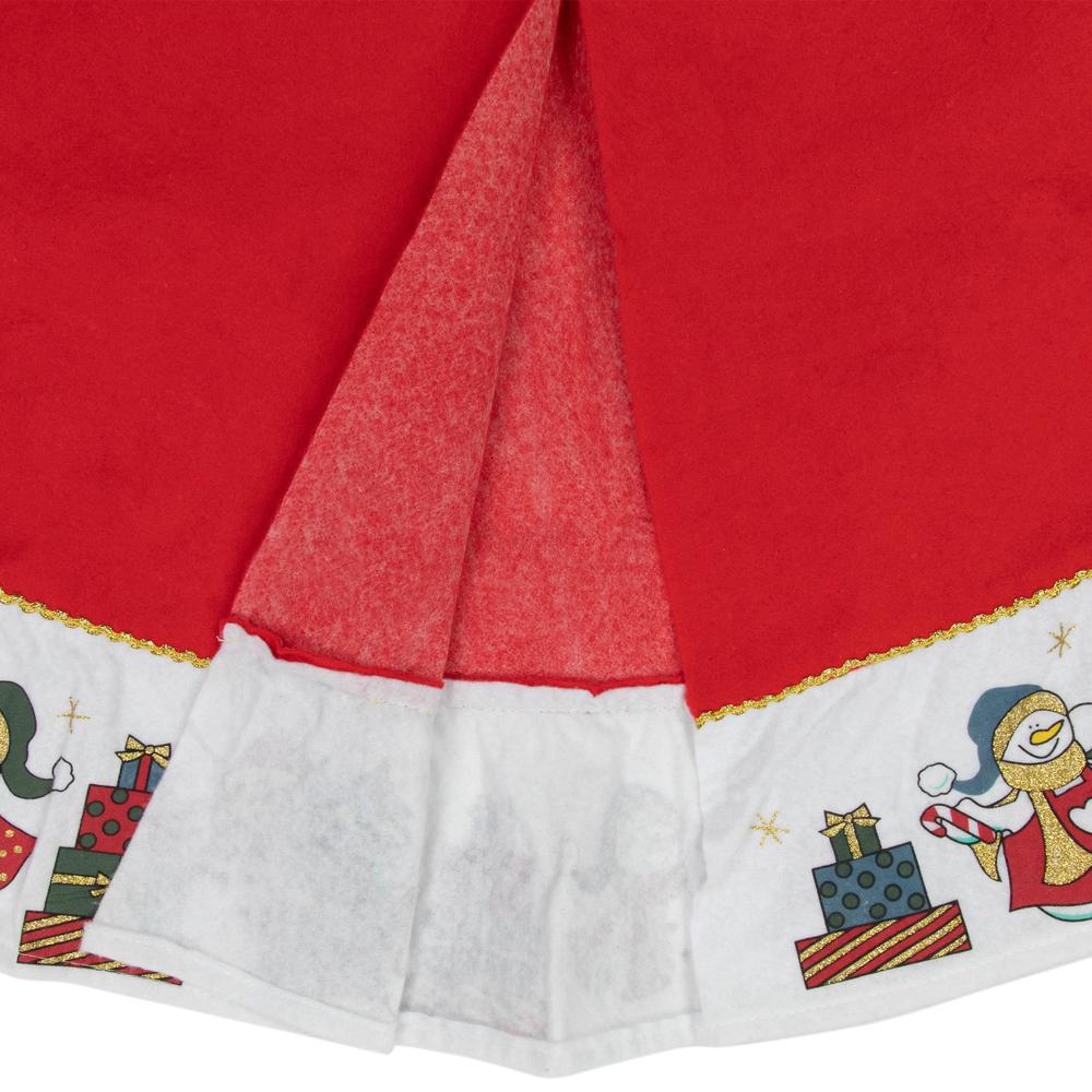 48" Red and White Jolly Snowman Christmas Tree Skirt. Picture 6