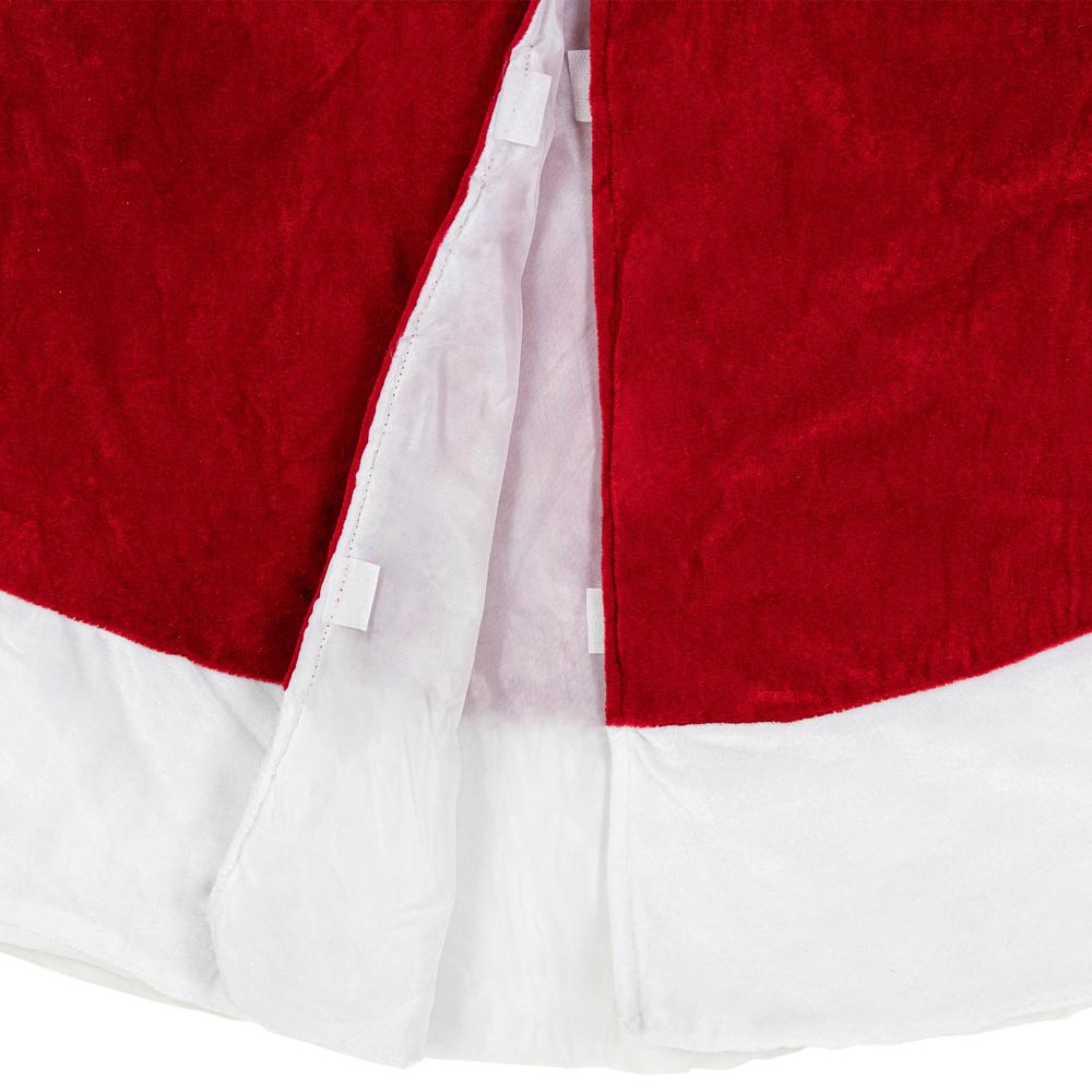 48" Traditional Red Merry Christmas Velveteen Tree Skirt. Picture 6