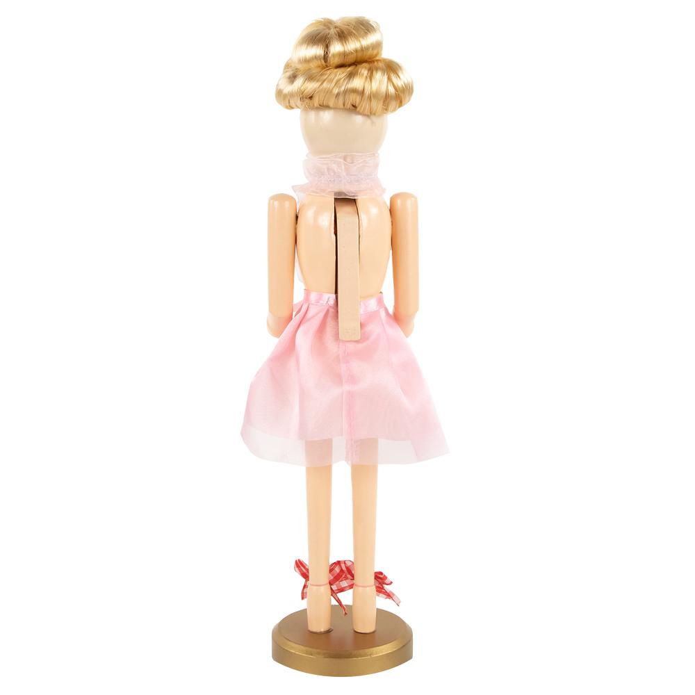 15.5" Pink Tutu Blonde Wooden Ballerina Wooden Christmas Nutcracker. Picture 6