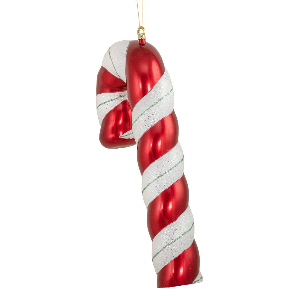 22" Shatterproof Candy Cane with Green Glitter Commercial Christmas Ornament. Picture 6