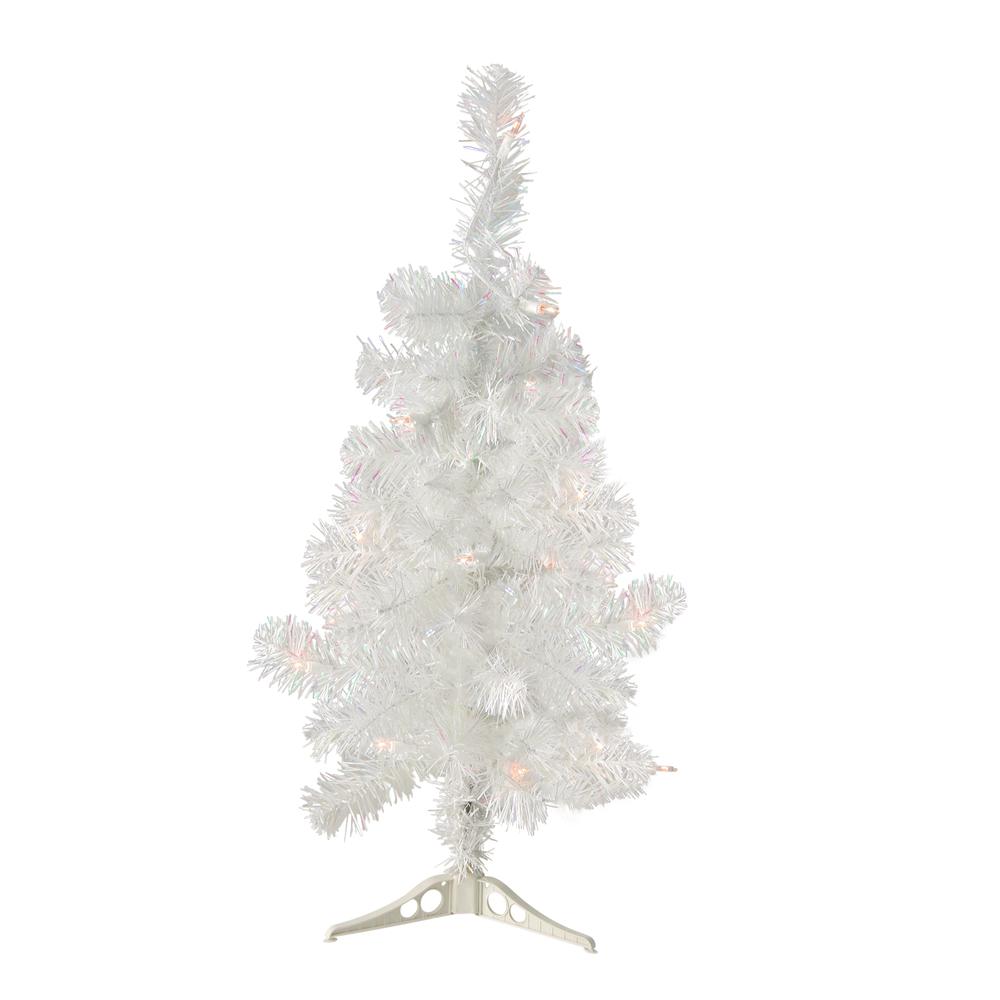 2' Pre-Lit Woodbury White Pine Slim Artificial Christmas Tree  Clear Lights. Picture 1