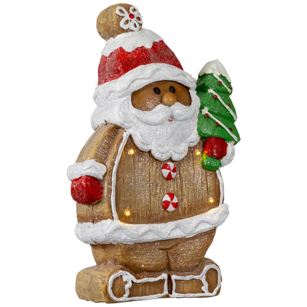 16" Lighted Gingerbread Santa with Frosted Tree Christmas Figure. Picture 6