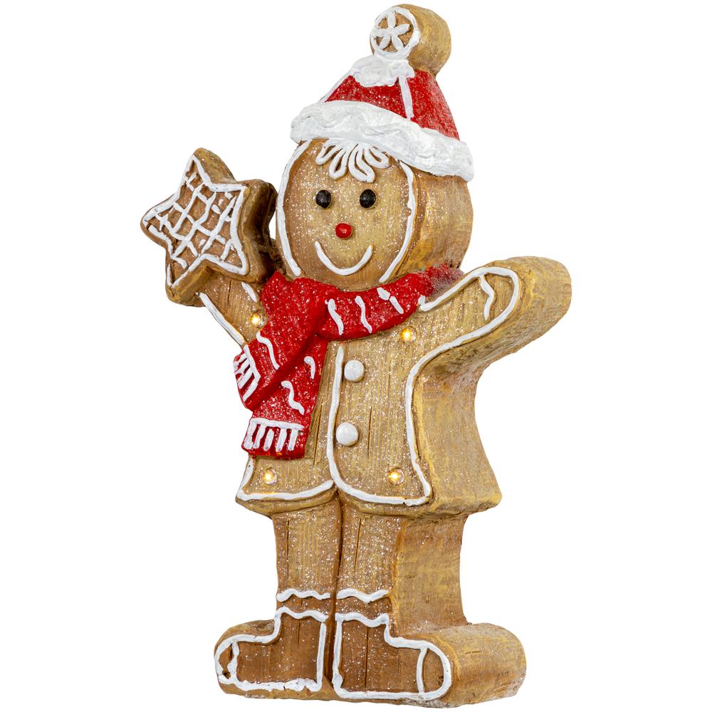 15.5" LED Lighted Gingerbread Boy with Star Christmas Figurine. Picture 6