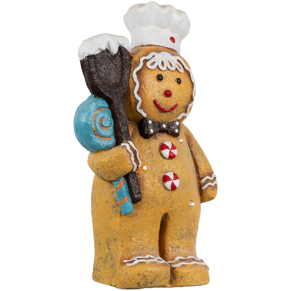 17.5" LED Lighted Glittered Gingerbread Snowman Chef Christmas Figure. Picture 6