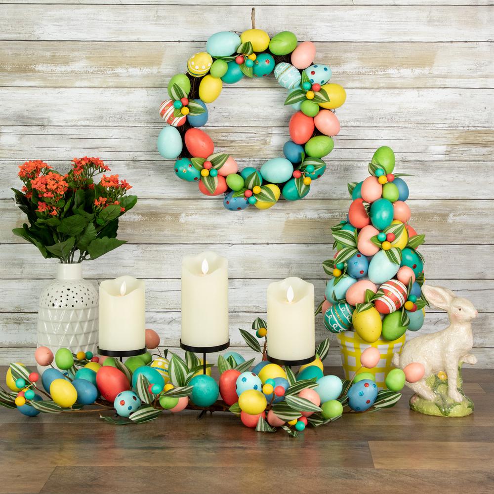 Colorful Easter Egg Wreath, 14-Inch, Unlit. Picture 2