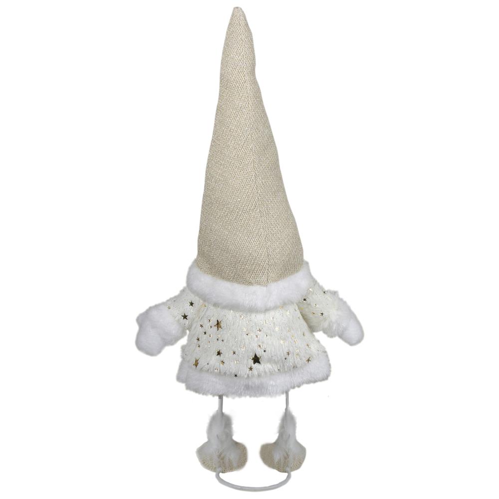 17" Ivory and Gold Christmas Gnome Tabletop Decoration. Picture 6