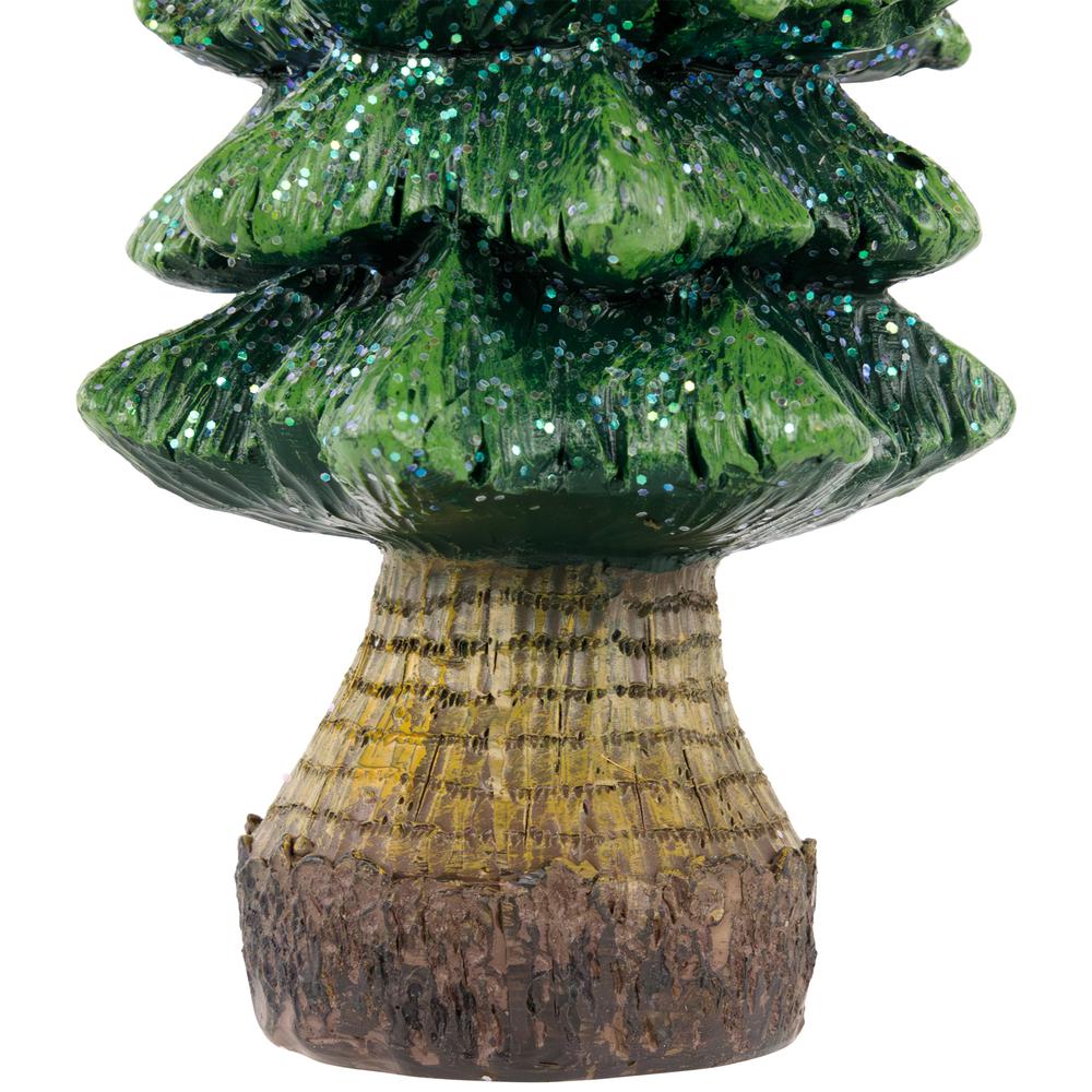9.5" Green Glittered Tree Christmas Tabletop Decoration. Picture 6