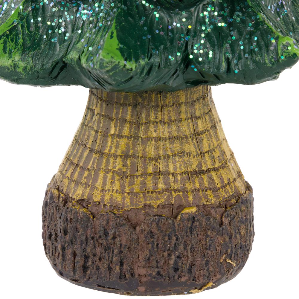 12" Green Glittered Tree with Brown Base Christmas Decoration. Picture 6