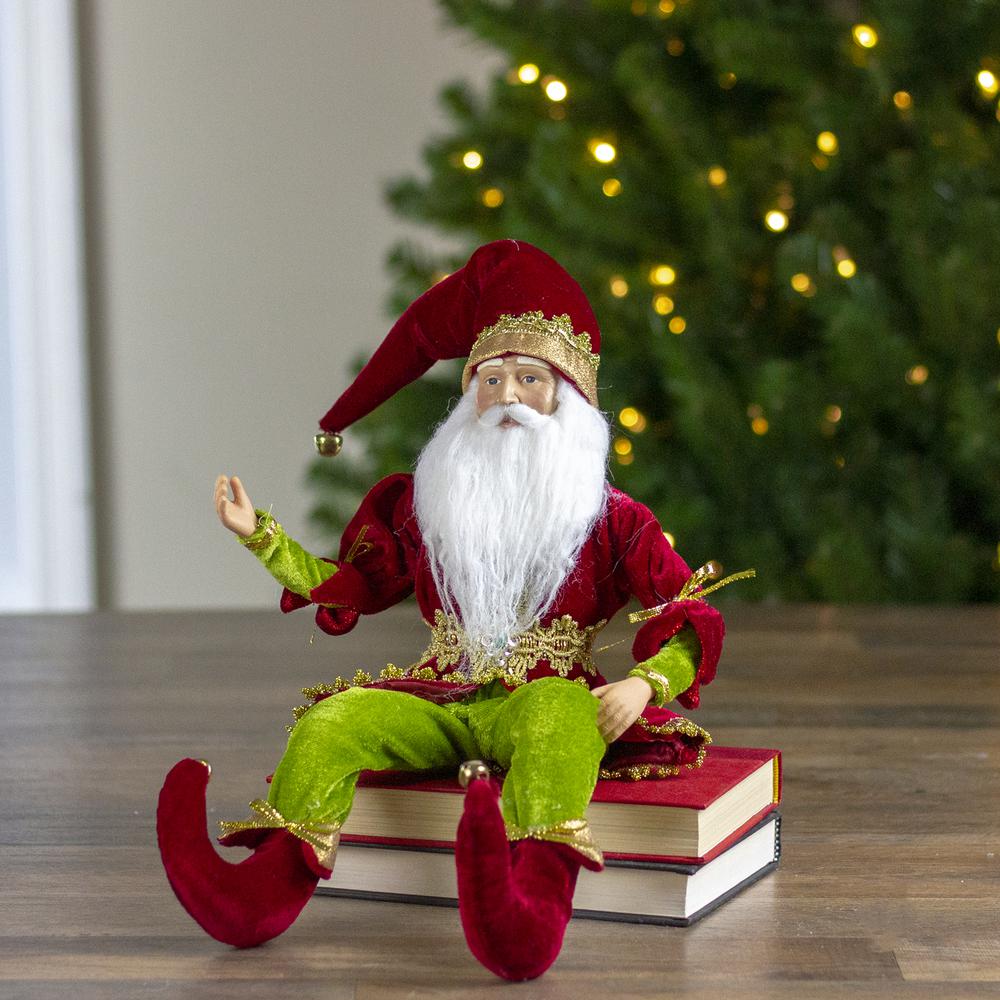 18" Red and Green Whimsical Elf Christmas Decor Figurine. Picture 6