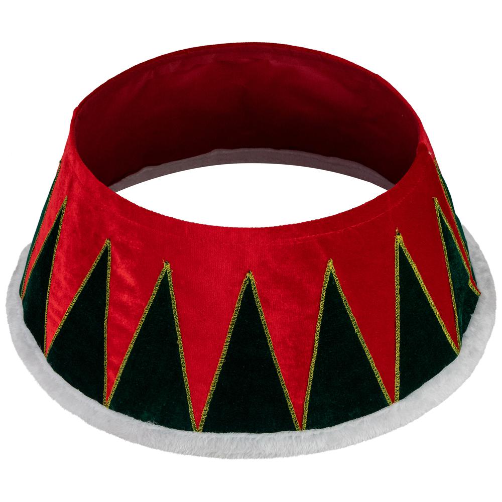25" Red and Green Drum with White Trim Christmas Tree Collar. Picture 6