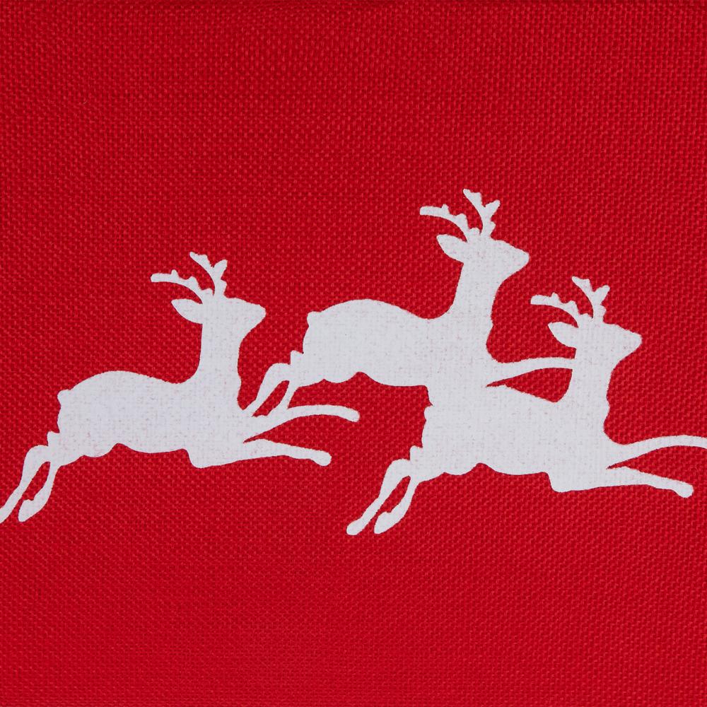 26" Red Burlap with Reindeer Hexagonal Christmas Tree Collar. Picture 6