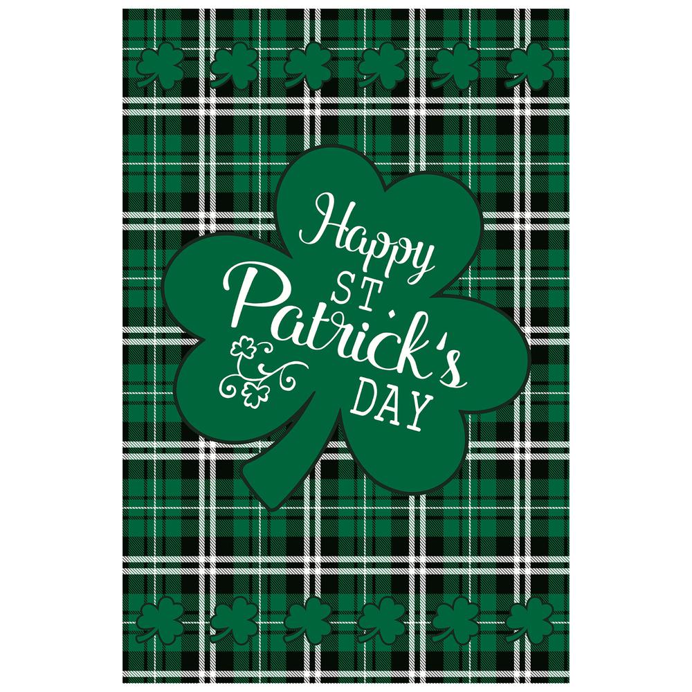 Happy St. Patrick's Day Plaid Outdoor House Flag 28" x 40". Picture 2