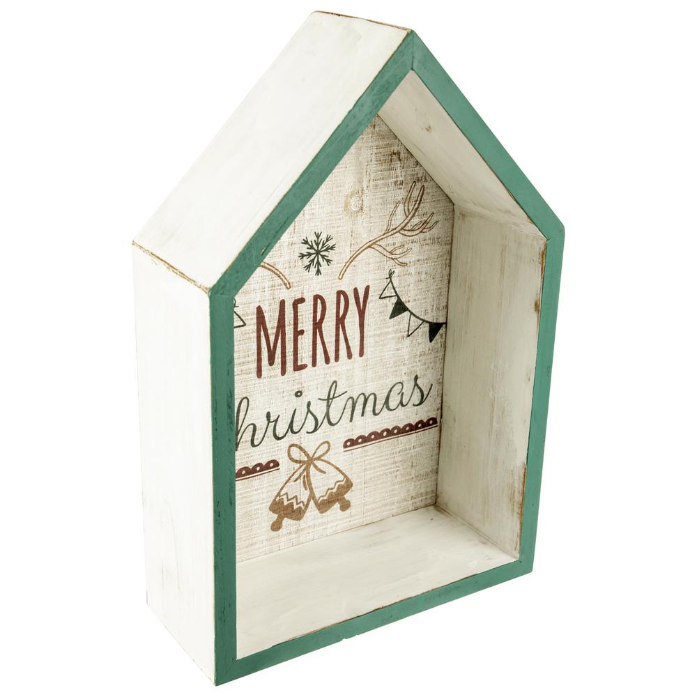 11.75" Green Merry Christmas 3-D House Wall Sign. Picture 6