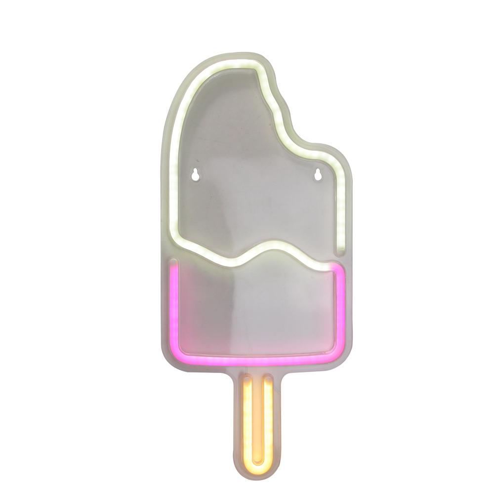 17.75" Pre-Lit Pink and White LED Neon Sign Popsicle Window Silhouette Decoration. Picture 2
