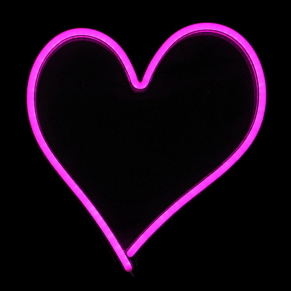 13.5" Pink LED Lighted Neon Style Valentines Day Heart Window Silhouette Sign. Picture 3