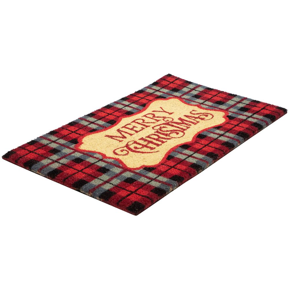 Red and Black Plaid "Merry Christmas" Rectangular Doormat 18" x 30". Picture 6