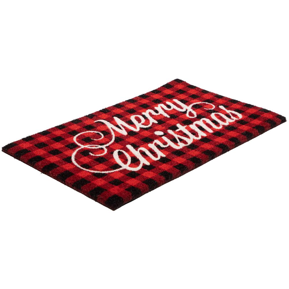Red and Black "Merry Christmas" Natural Coir Christmas Outdoor Doormat 18" x 30". Picture 6
