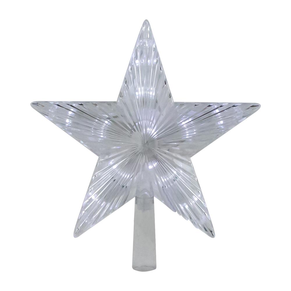 8.5" LED Lighted Clear 5 Point Star Christmas Tree Topper  White Lights. Picture 6