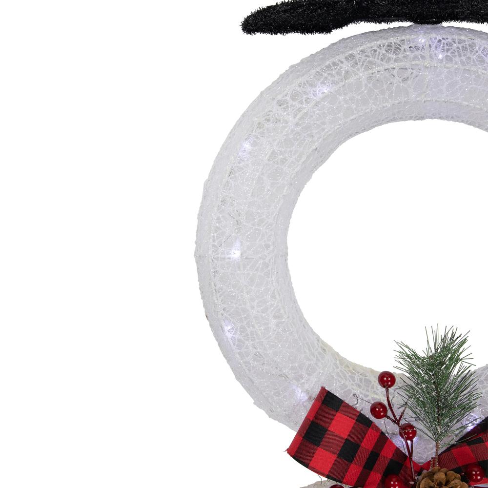 48" LED Lighted Wreath Snowman Outdoor Christmas Decoration. Picture 6
