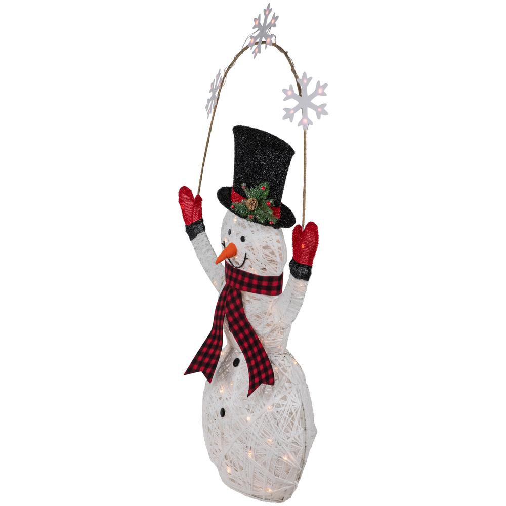 57" LED Lighted Snowman Holding Snowflakes Outdoor Christmas Decoration. Picture 6