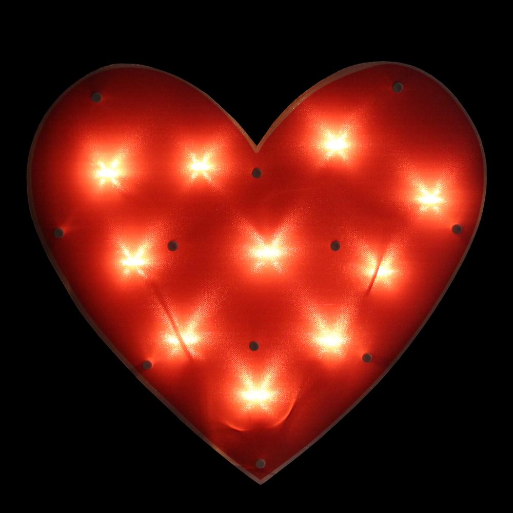 13" Lighted Shimmering Red Heart Valentine's Day Window Silhouette Decoration. Picture 1