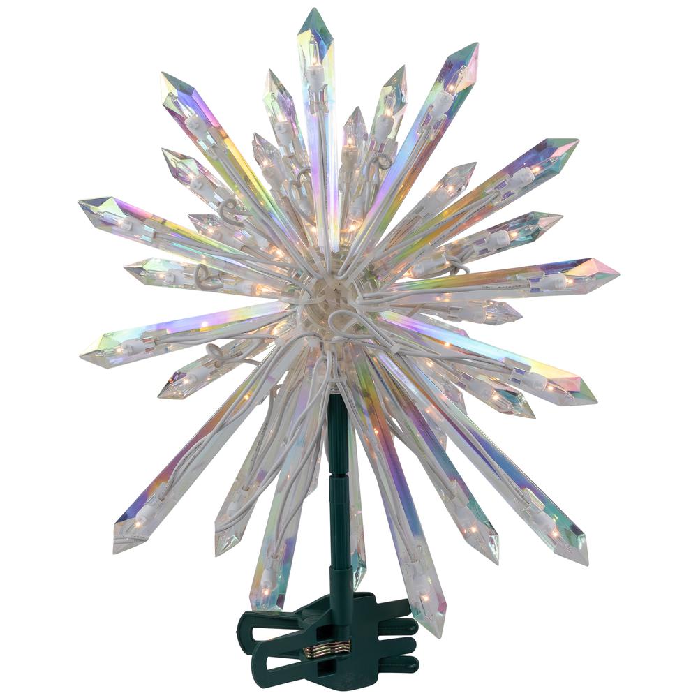 14" Lighted Iridescent Icicle Christmas Tree Topper - Clear Lights. Picture 6