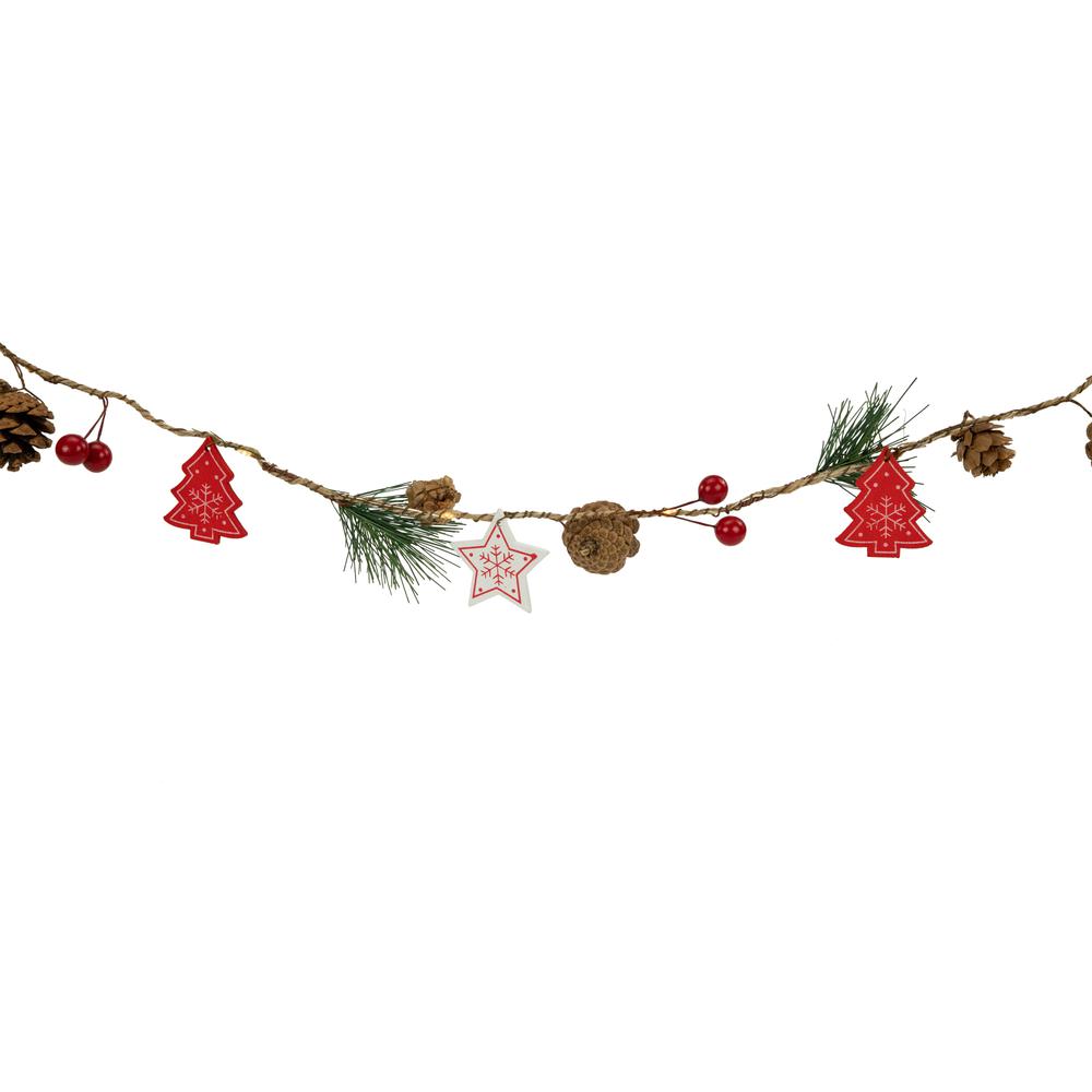 6.5' Pre-Lit Tree  Stars and Pine Christmas Garland  Warm White LED Lights. Picture 6