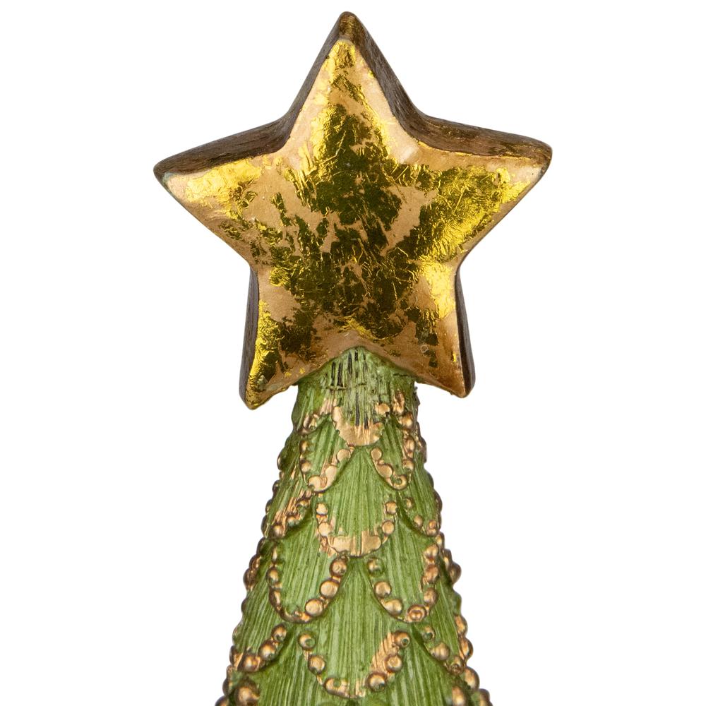 17" Green Christmas Tree Cone on Pedestal with Star Topper Tabletop Decor. Picture 4
