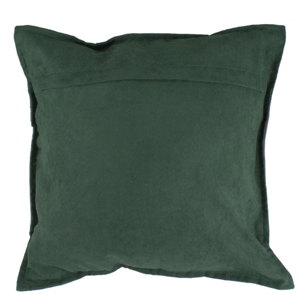 18" Green and Brown Suede "Noel" Christmas Square Throw Pillow. Picture 6