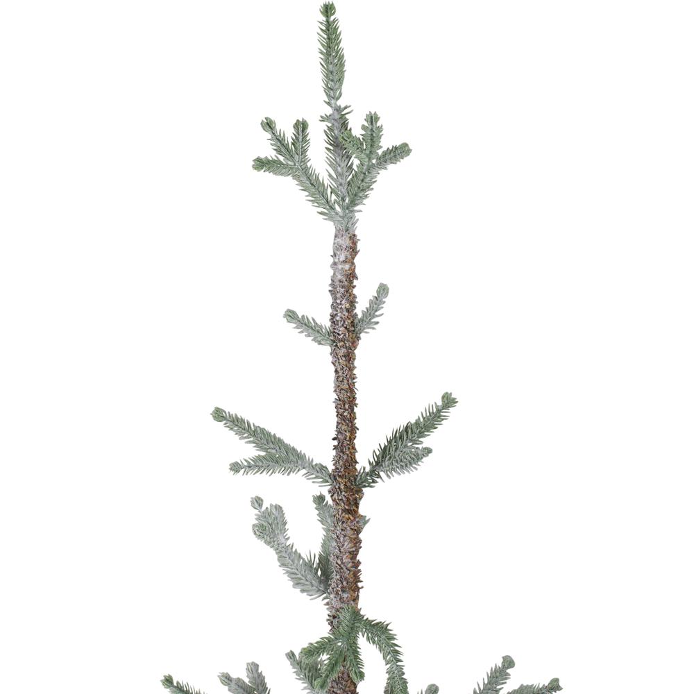 5' Snow Covered Slim Pine Artificial Christmas Tree with Jute Base- Unlit. Picture 6